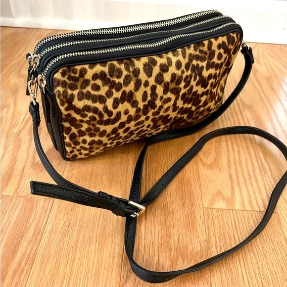 Whistles (UK)—LIKE NEW—Leather Leopard Print Crossbody Bag - Picture 1 of 13